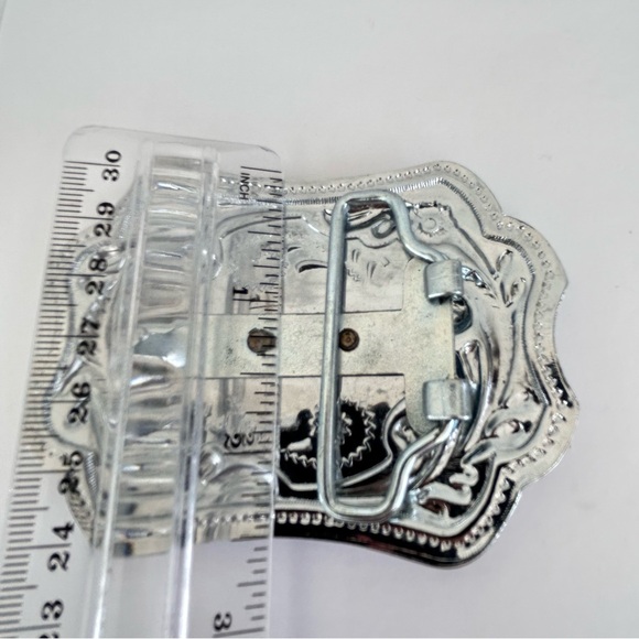 Silver and Gold Western Belt Buckle Only Bowing Horse - Picture 4 of 8